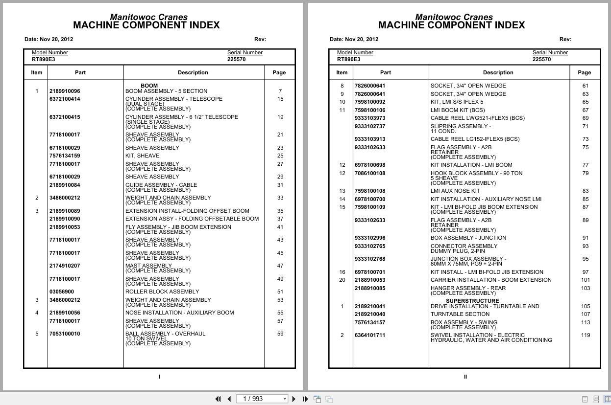 Grove Crane RT890E3 225570 Parts Manual 2012 (1)