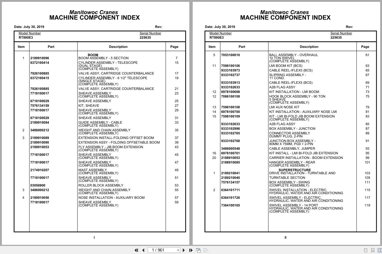 Grove Crane RT890E3 225635 Parts Manual 2019 (1)