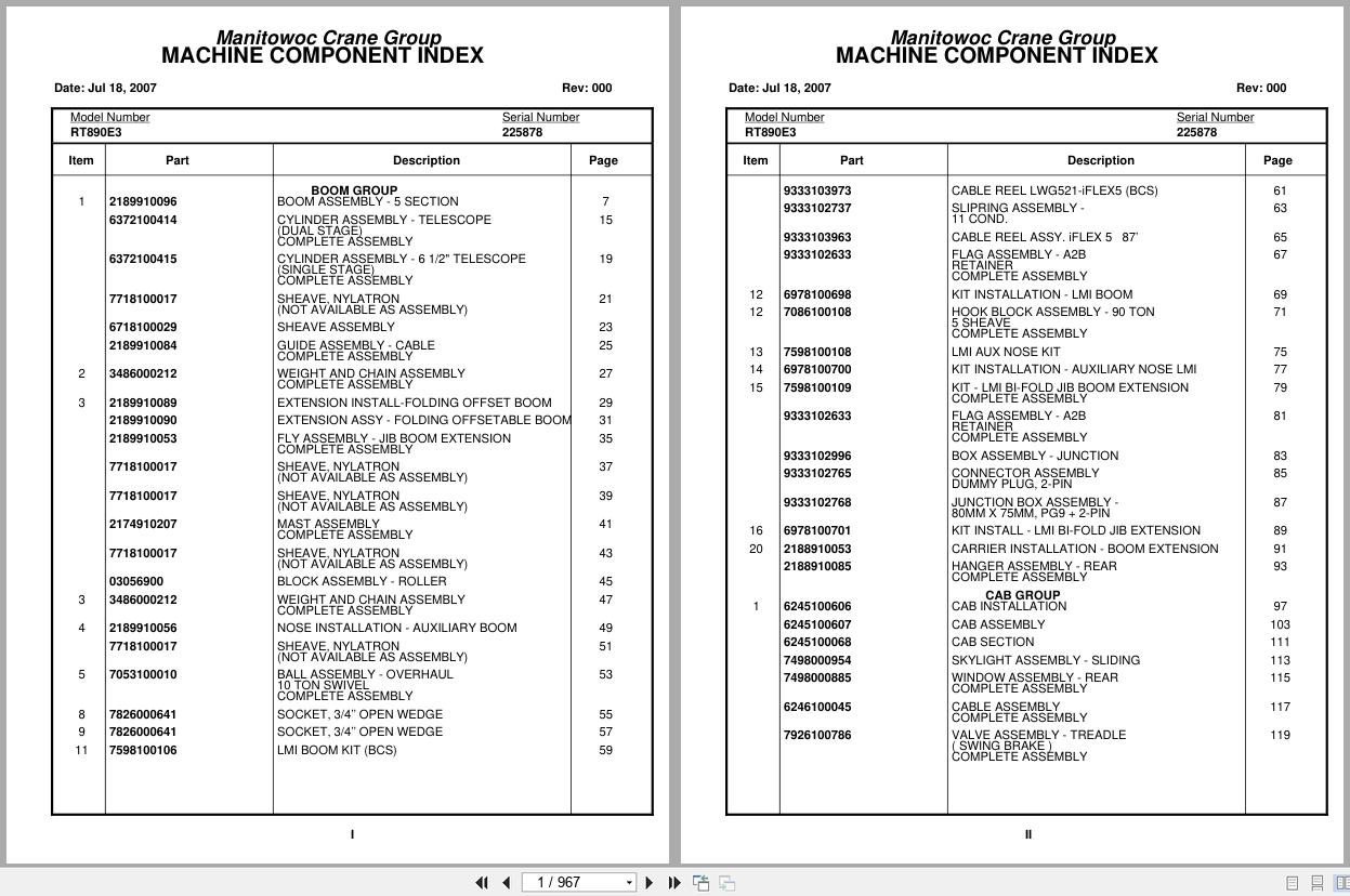 Grove Crane RT890E3 225878 Parts Manual 2007 (1)