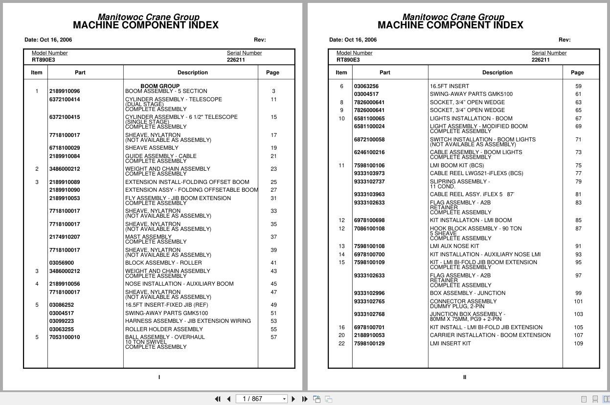 Grove Crane RT890E3 226211 Parts Manual 2006 (1)