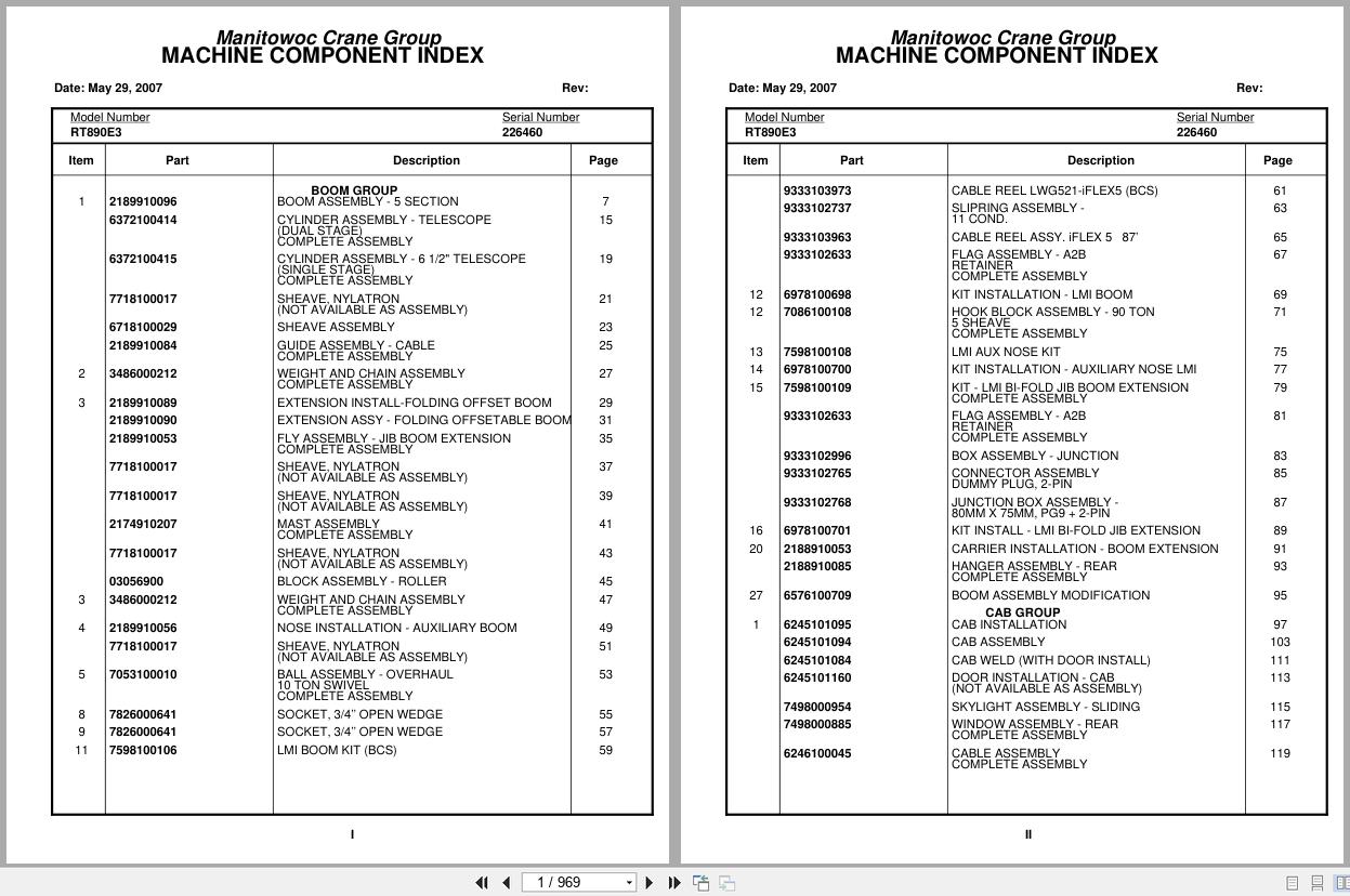 Grove Crane RT890E3 226460 Parts Manual 2007 (1)