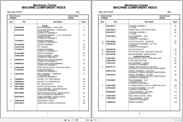 Grove Crane RT890E3 226586 Parts Manual 2012 (1)