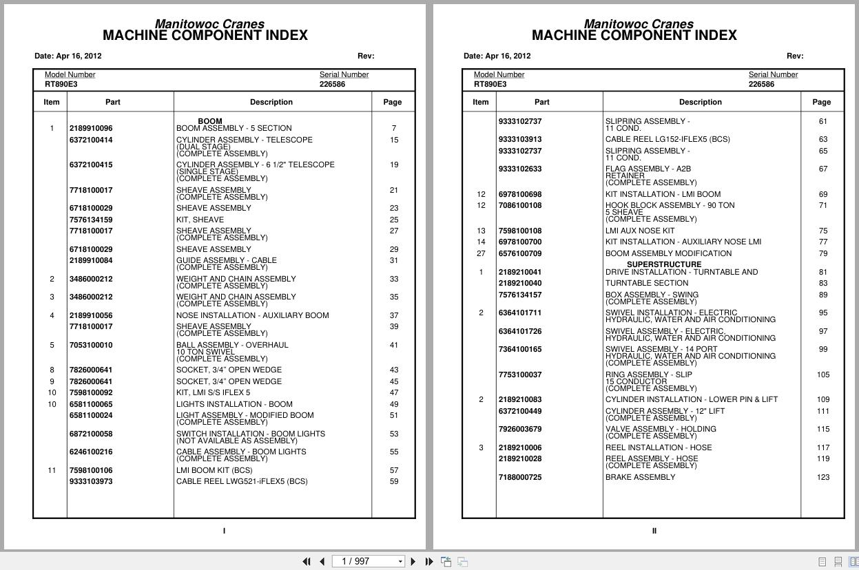 Grove Crane RT890E3 226586 Parts Manual 2012 (1)