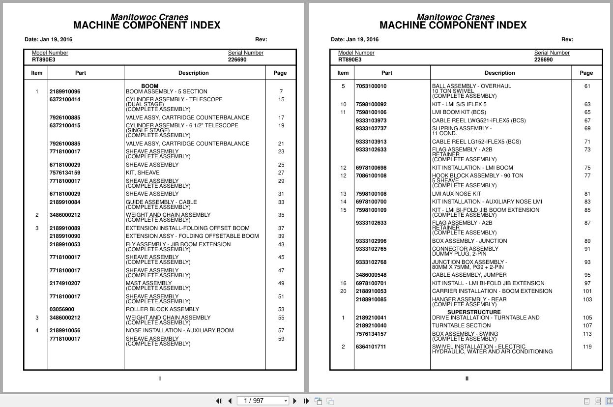 Grove Crane RT890E3 226690 Parts Manual 2016 (1)