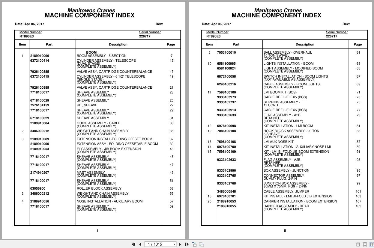 Grove Crane RT890E3 226717 Parts Manual 2017 (1)