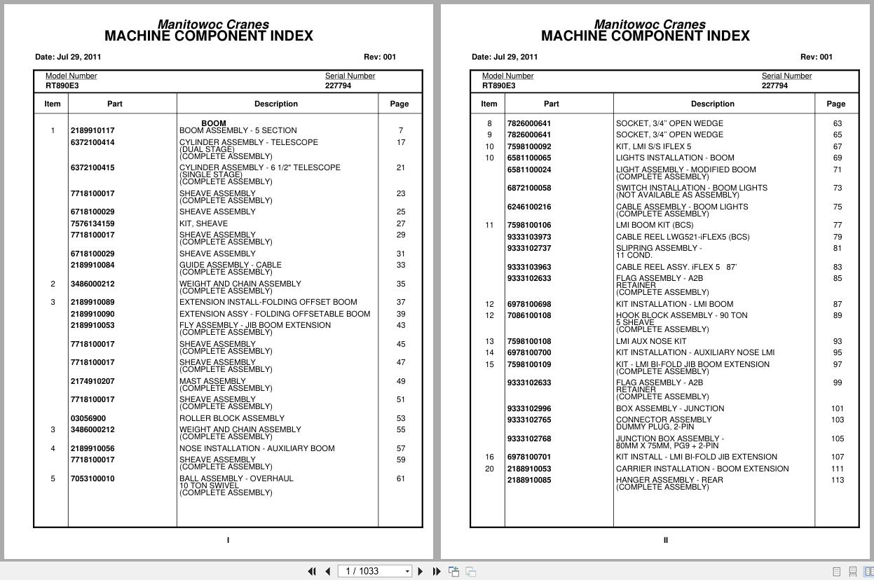 Grove Crane RT890E3 227794 Parts Manual 2011 (1)