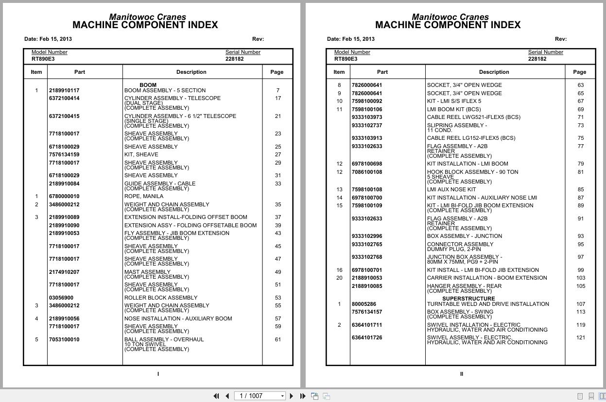 Grove Crane RT890E3 228182 Parts Manual 2013 (1)