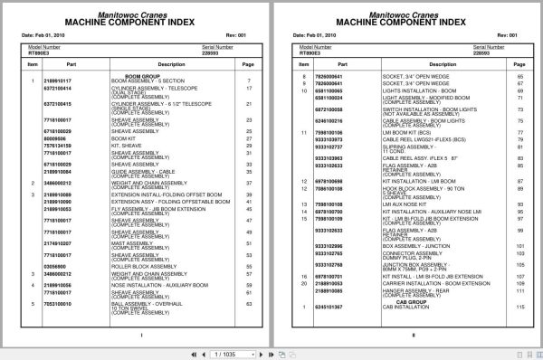 Grove Crane RT890E3 228593 Parts Manual 2010 (1)