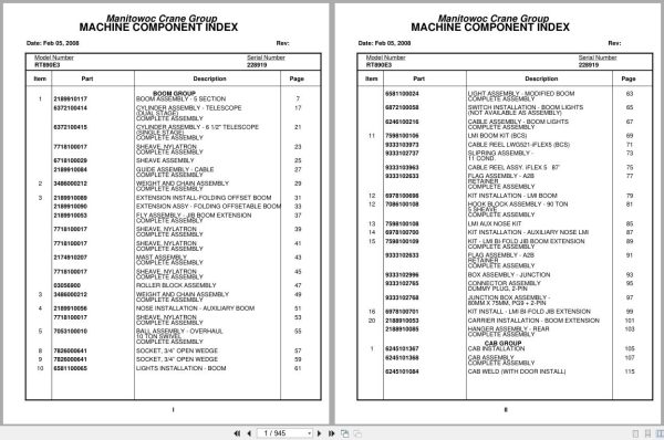 Grove Crane RT890E3 228919 Parts Manual 2008 (1)