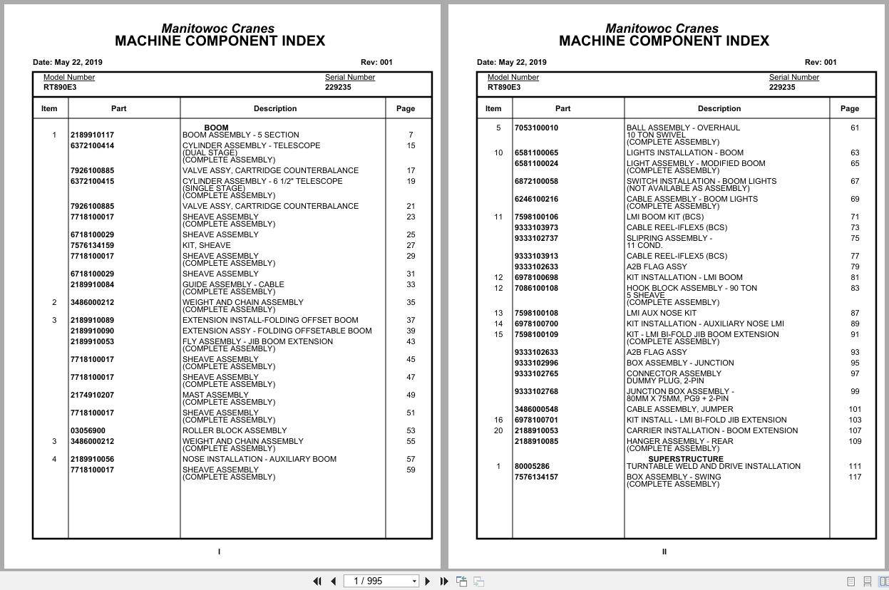 Grove Crane RT890E3 229235 Parts Manual 2019 (1)