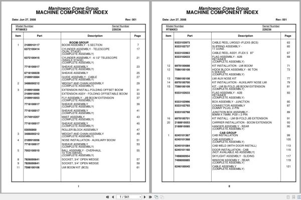 Grove Crane RT890E3 229236 Parts Manual 2008 (1)