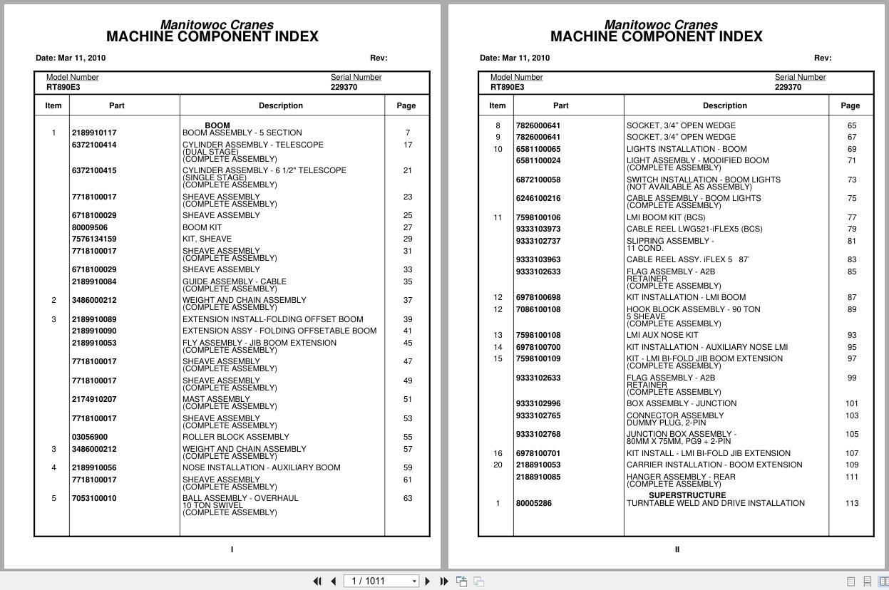 Grove Crane RT890E3 229370 Parts Manual 2010 (1)