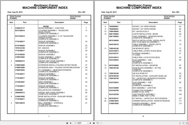 Grove Crane RT890E3 229406 Parts Manual 2012 (1)