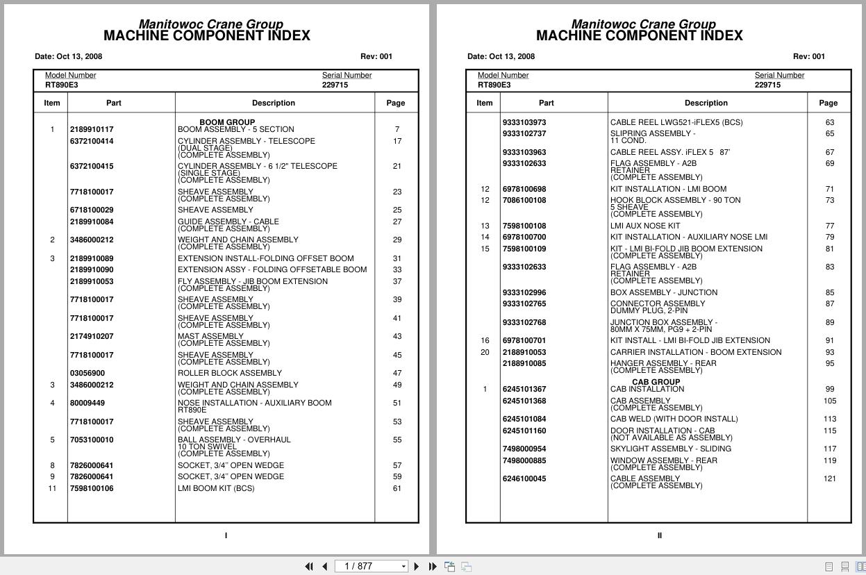 Grove Crane RT890E3 229715 Parts Manual 2008 (1)