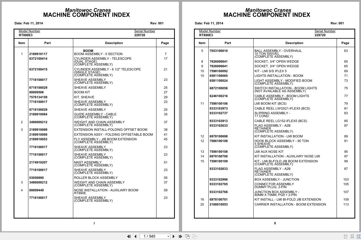 Grove Crane RT890E3 229720 Parts Manual 2014 (1)