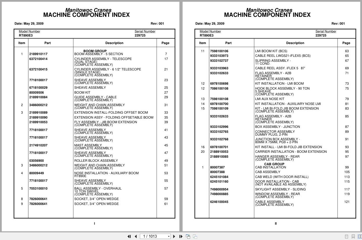 Grove Crane RT890E3 229725 Parts Manual 2009 (1)