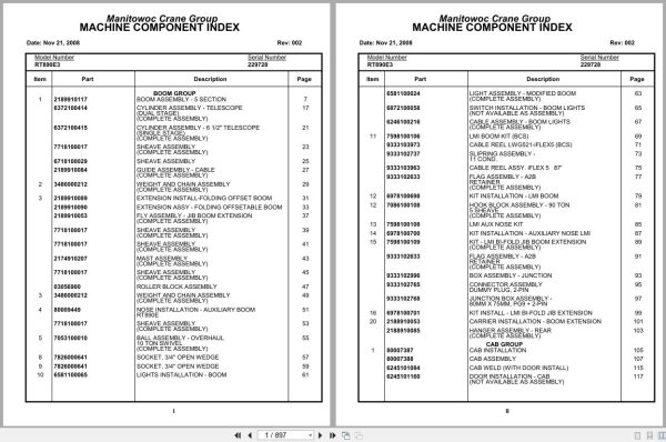 Grove Crane RT890E3 229728 Parts Manual 2008 (1)