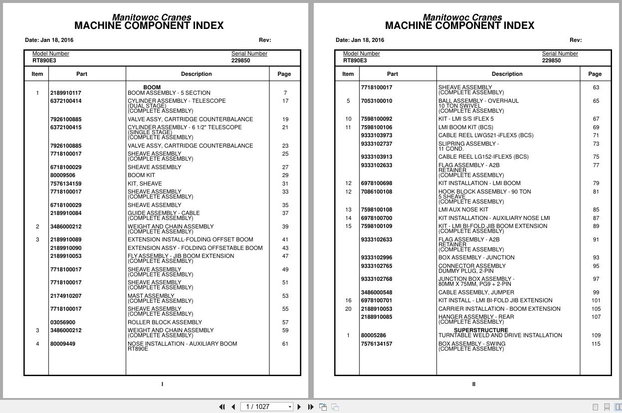 Grove Crane RT890E3 229850 Parts Manual 2016 (1)