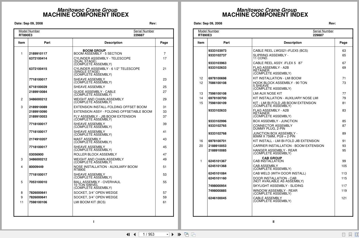 Grove Crane RT890E3 229887 Parts Manual 2008 (1)