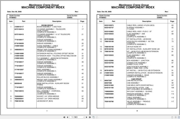 Grove Crane RT890E3 229892 Parts Manual 2008 (1)