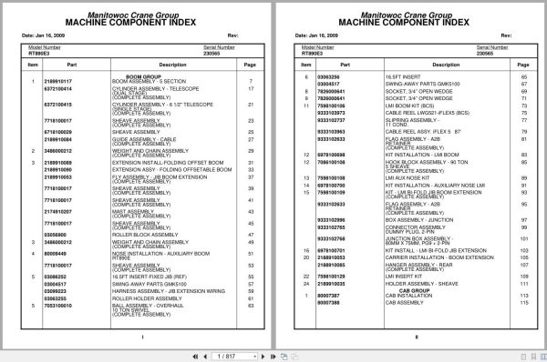 Grove Crane RT890E3 230565 Parts Manual 2009 (1)