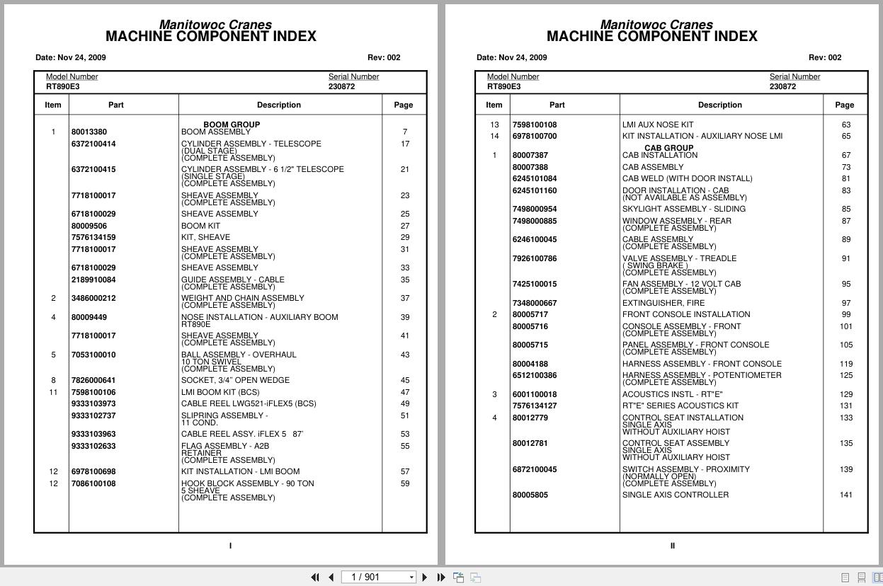 Grove Crane RT890E3 230872 Parts Manual 2009 (1)