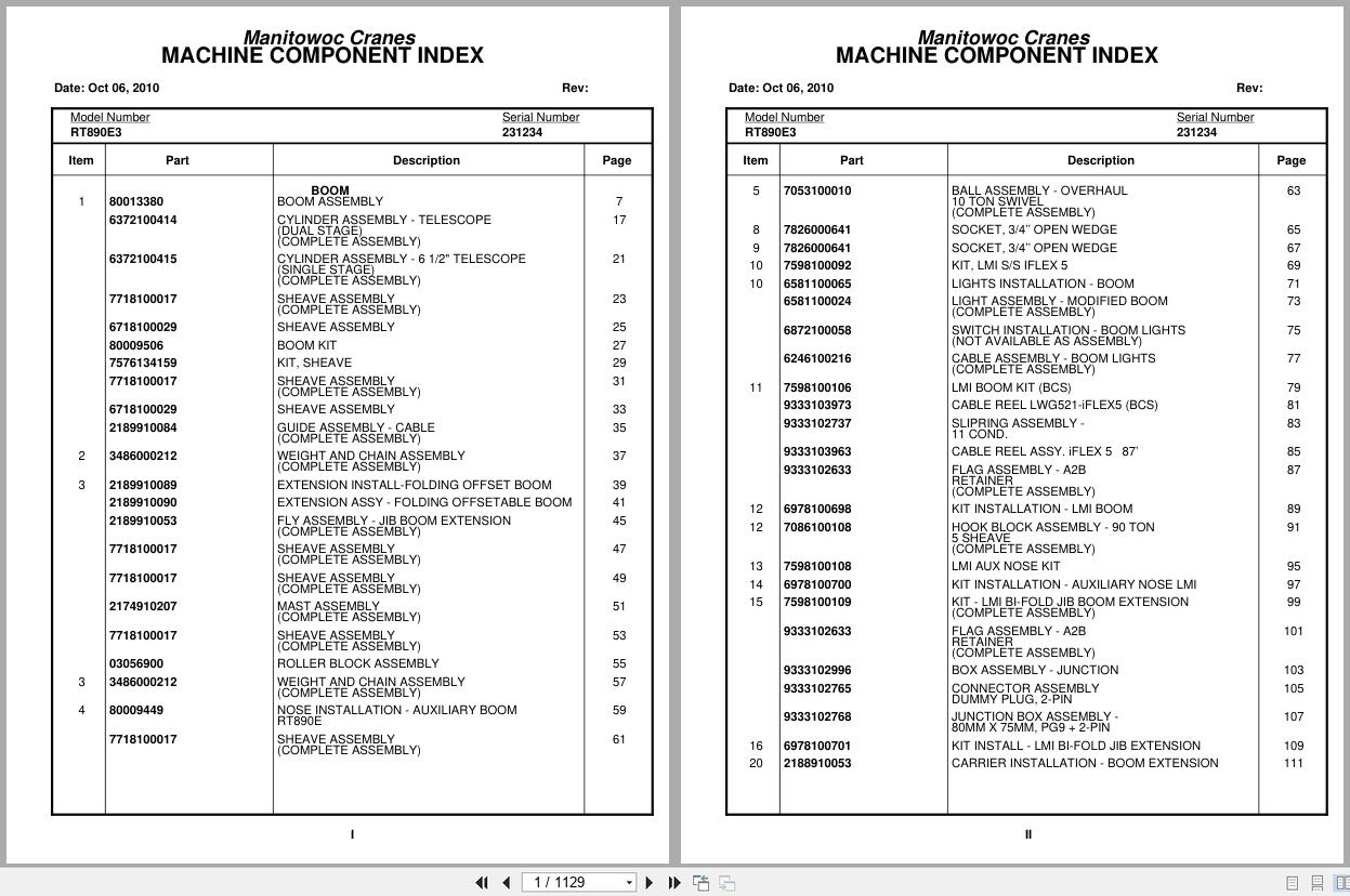 Grove Crane RT890E3 231234 Parts Manual 2010 (1)