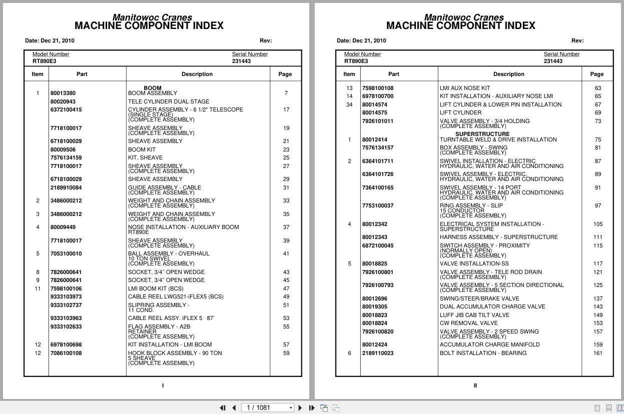 Grove Crane RT890E3 231443 Parts Manual 2010 (1)