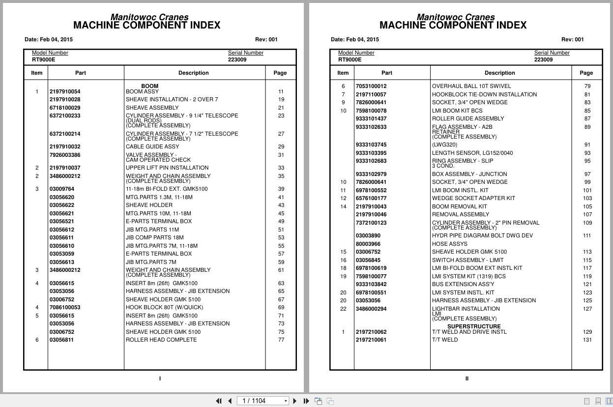 Grove Crane RT9000E 223009 Parts Manual 2015 (1)