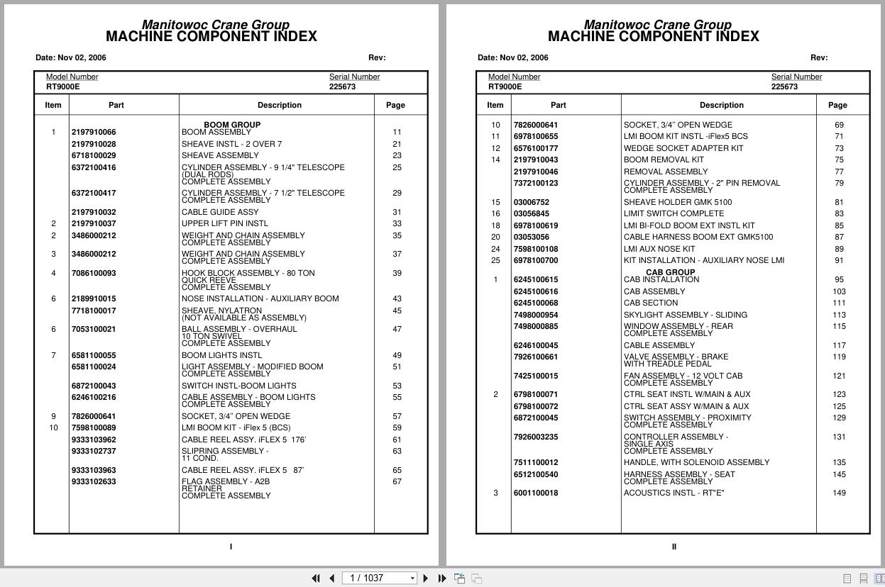 Grove Crane RT9000E 225673 Parts Manual 2006 (1)