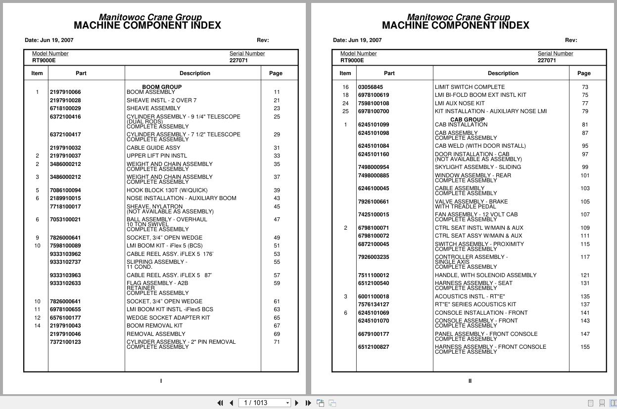 Grove Crane RT9000E 227071 Parts Manual 2007 (1)