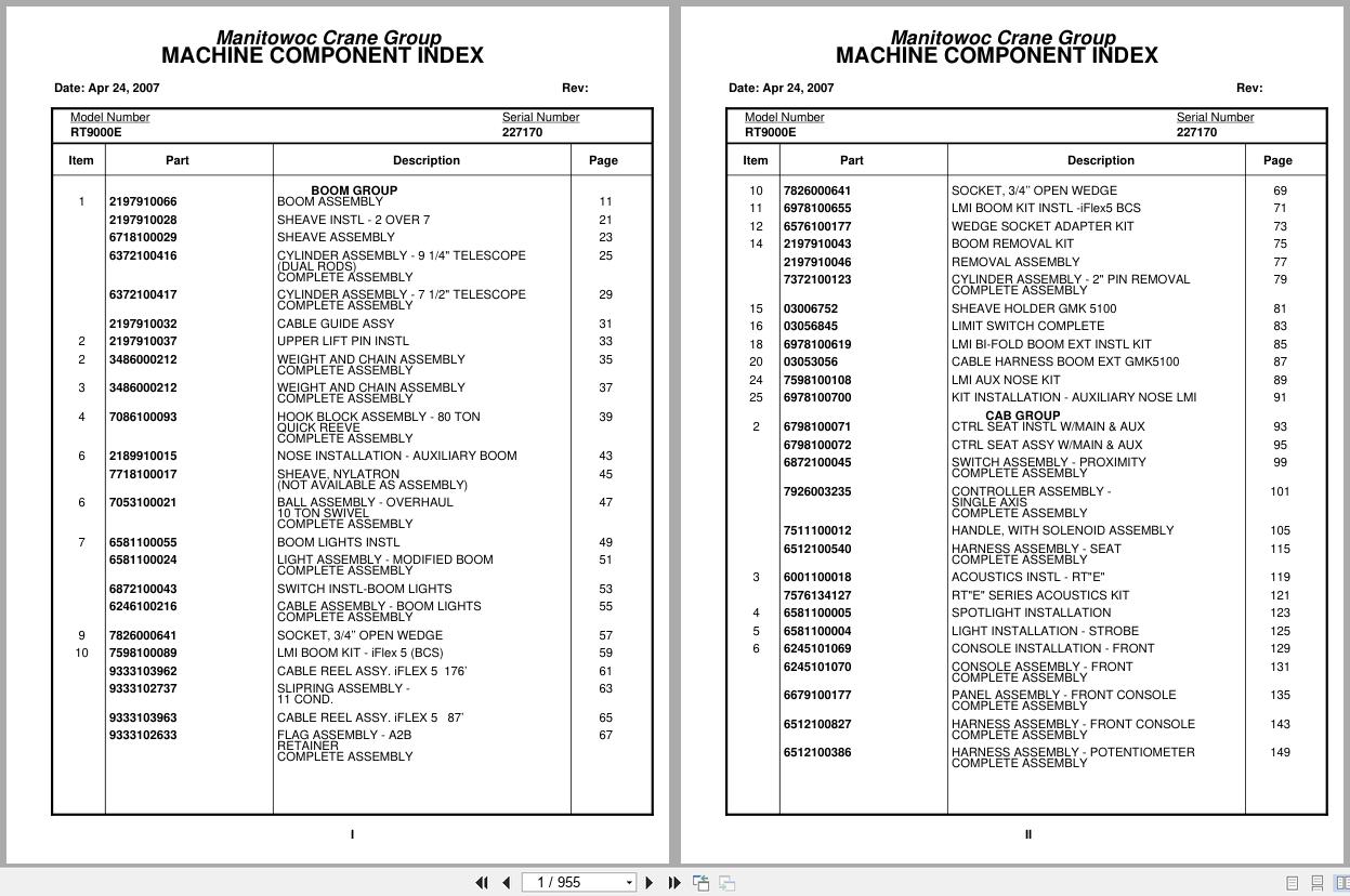 Grove Crane RT9000E 227170 Parts Manual 2007 (1)