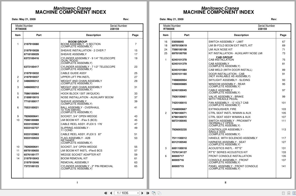 Grove Crane RT9000E 228159 Parts Manual 2009 (1)