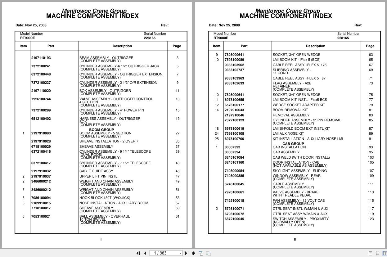 Grove Crane RT9000E 228165 Parts Manual 2008 (1)