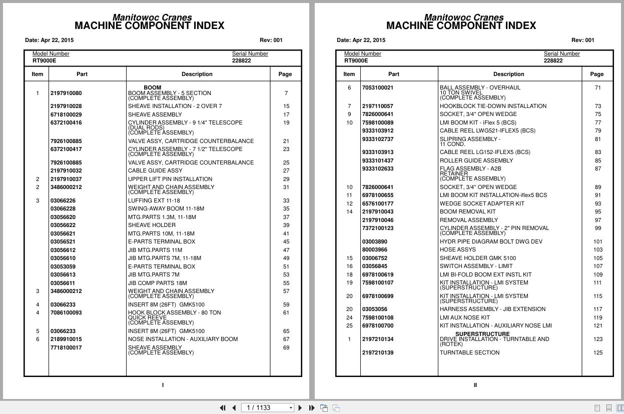 Grove Crane RT9000E 228822 Parts Manual 2015 (1)