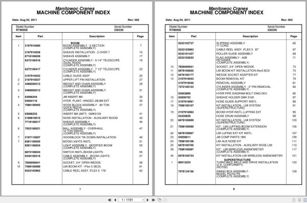 Grove Crane RT9000E 230333 Parts Manual 2011 (1)