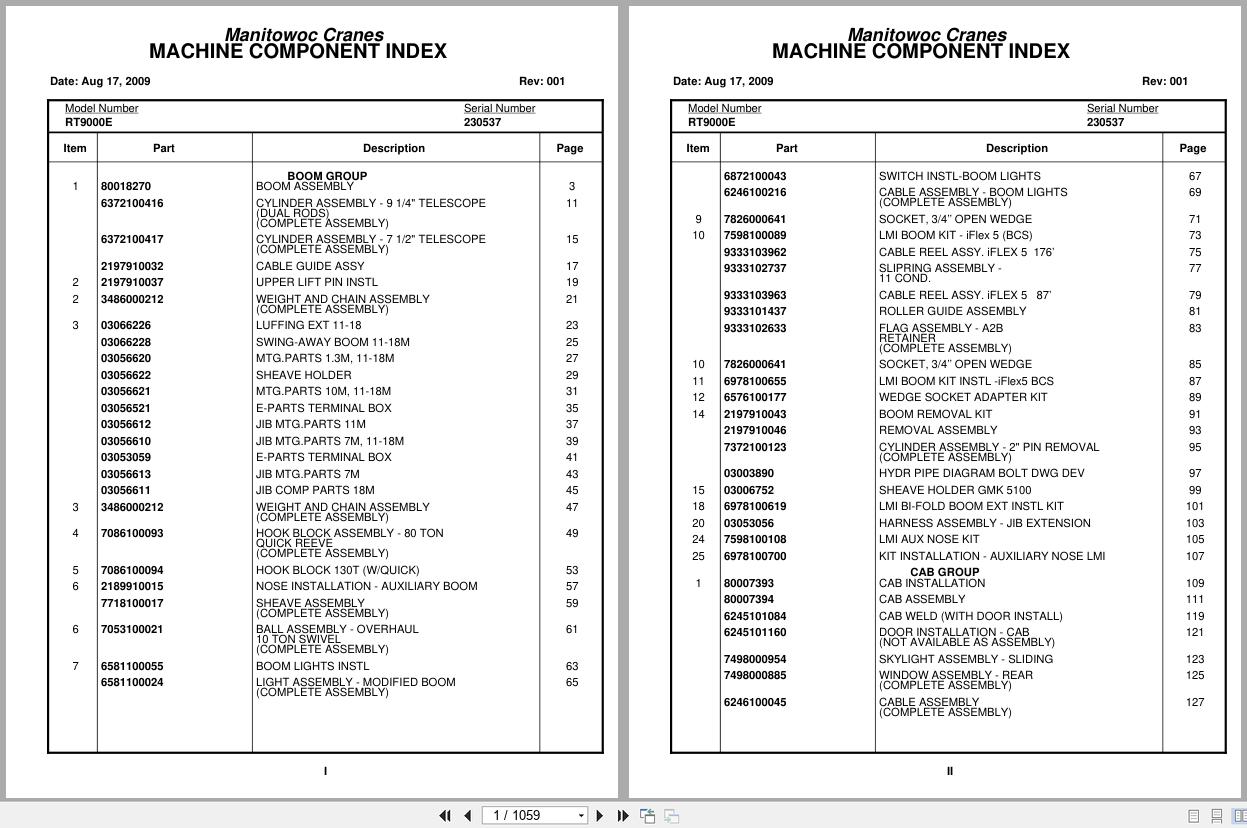 Grove Crane RT9000E 230537 Parts Manual 2009 (1)