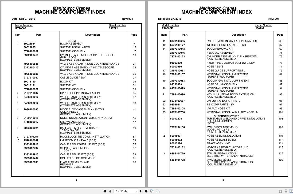 Grove Crane RT9000E 230792 Parts Manual 2016 (1)