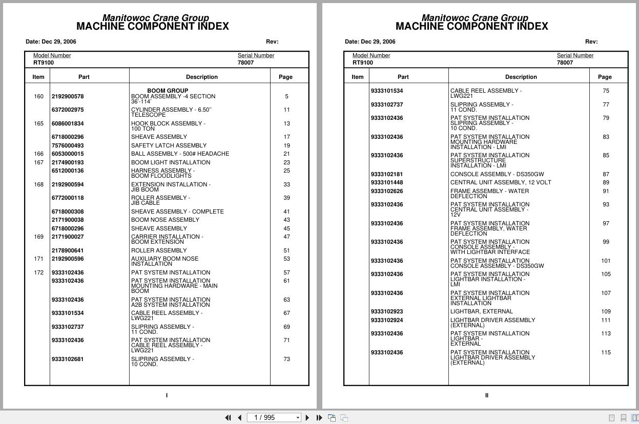 Grove Crane RT9100 78007 Parts Manual 2006 (1)