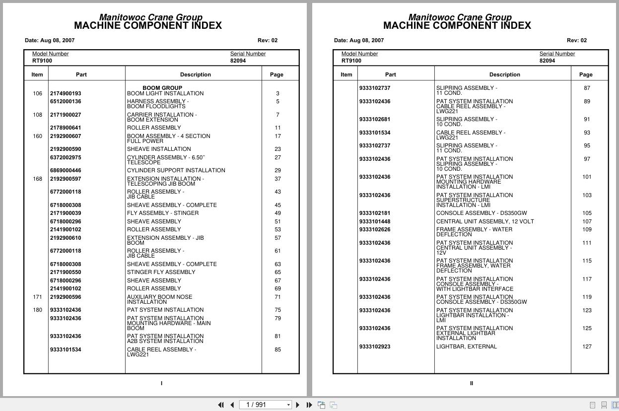 Grove Crane RT9100 82094 Parts Manual 2007 (1)