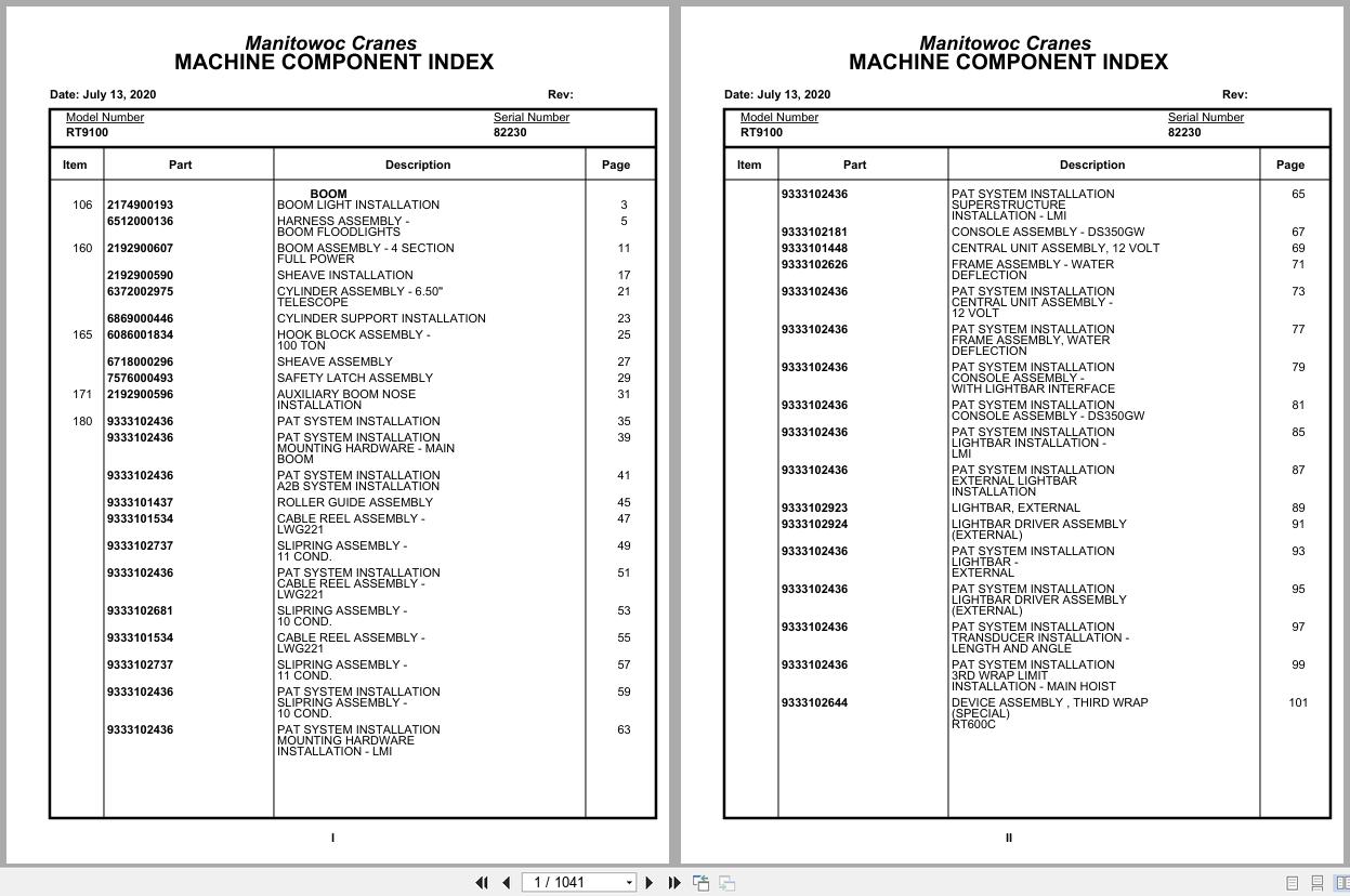 Grove Crane RT9100 82230 Parts Manual 2020 (1)