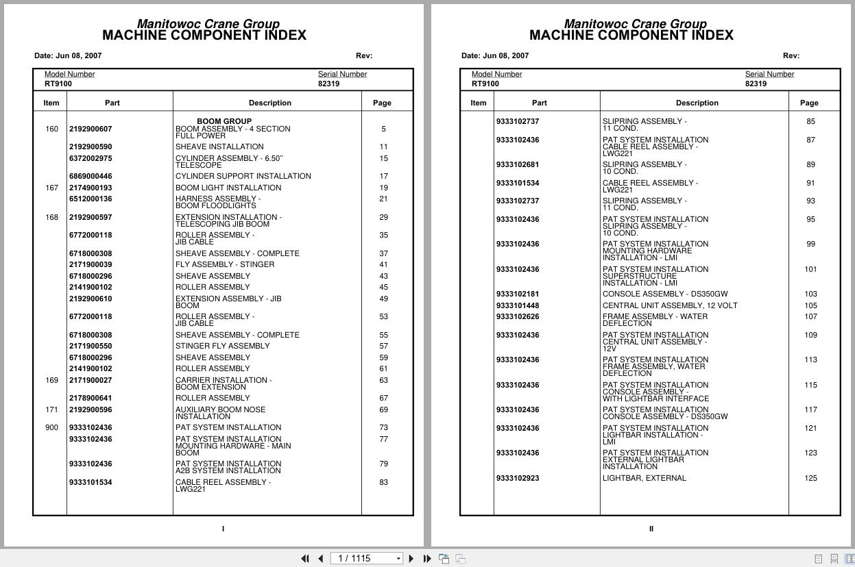 Grove Crane RT9100 82319 Parts Manual 2007 (1)