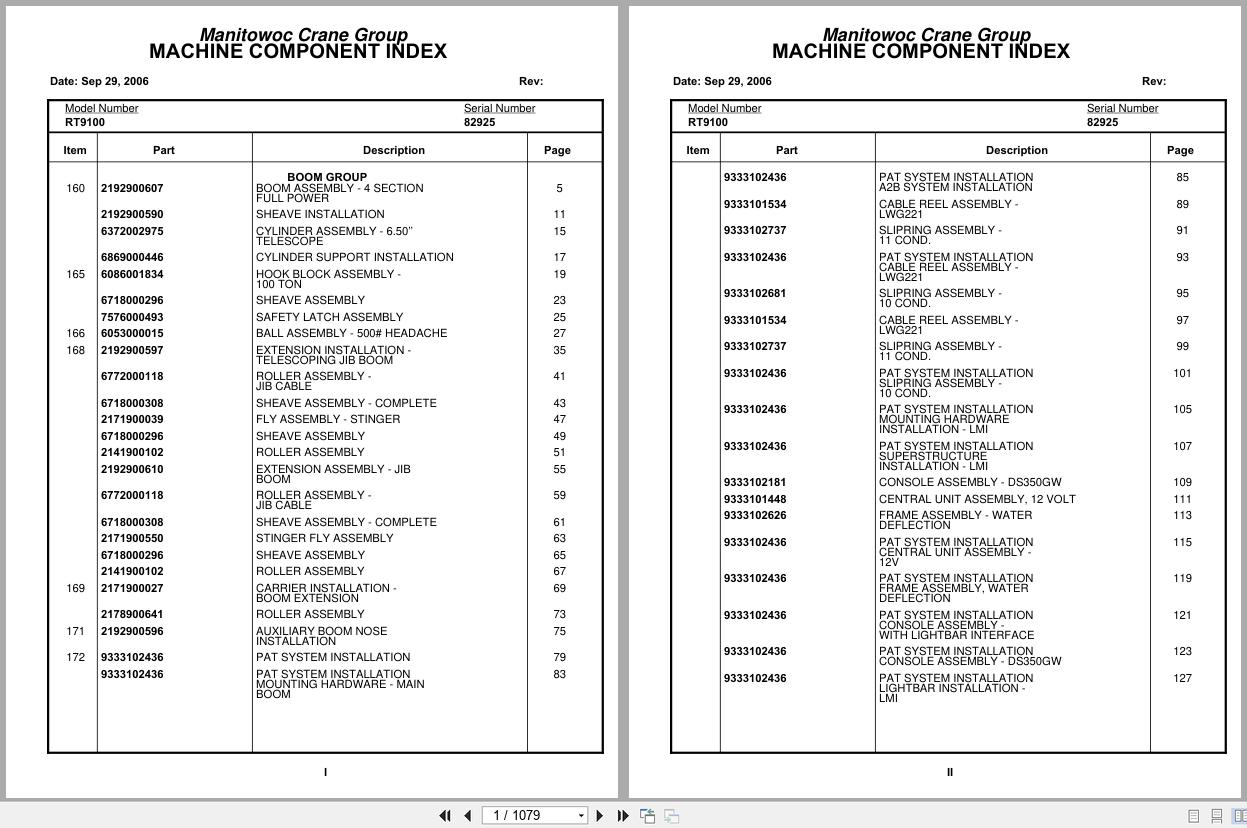 Grove Crane RT9100 82925 Parts Manual 2006 (1)