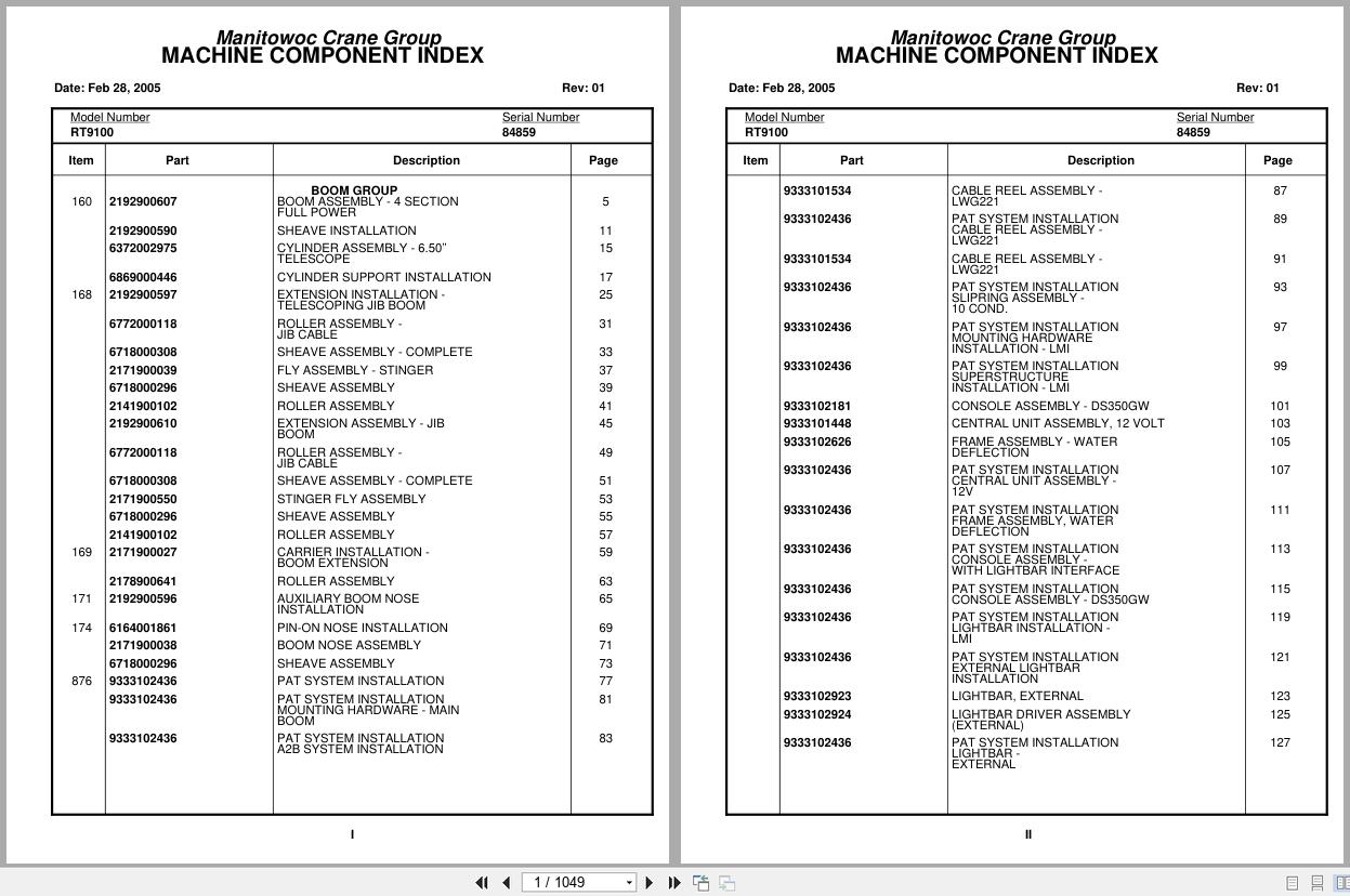 Grove Crane RT9100 84859 Parts Manual 2005 (1)