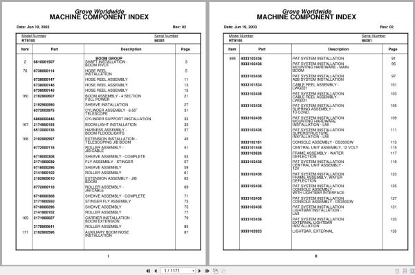 Grove Crane RT9100 86381 Parts Manual 2003 (1)