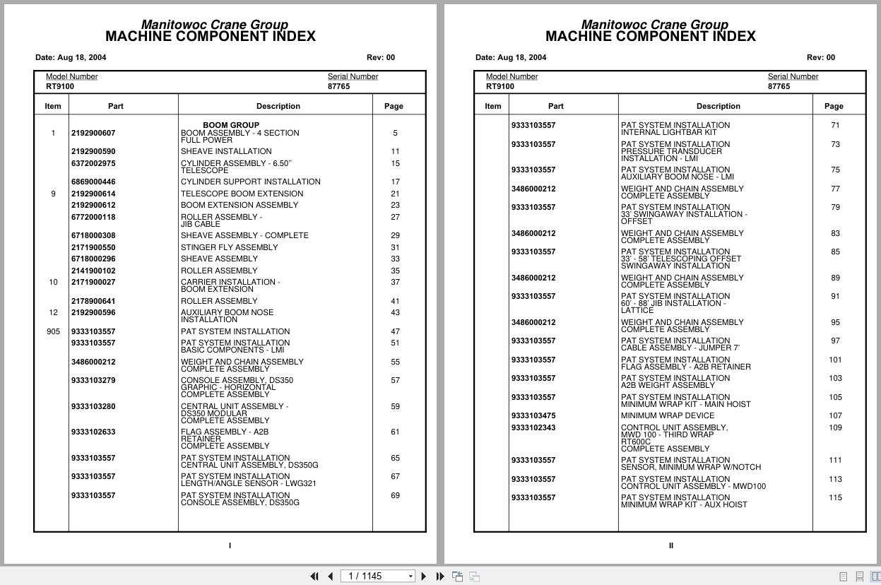 Grove Crane RT9100 87765 Parts Manual 2004 (1)