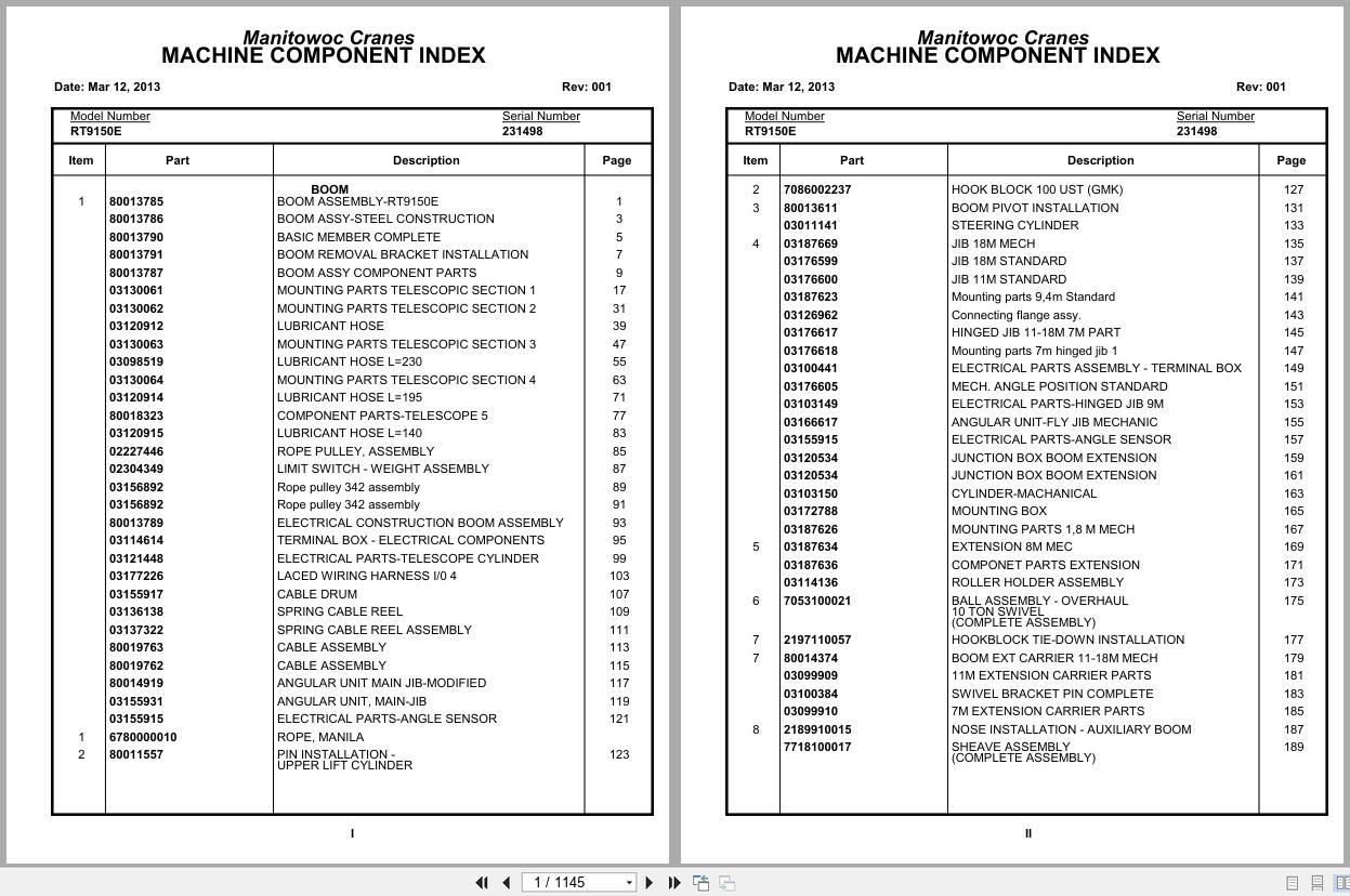 Grove Crane RT9150E 231498 Parts Manual 2013 (1)