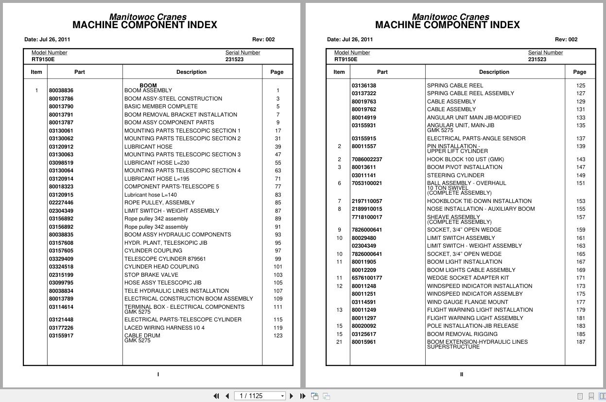 Grove Crane RT9150E 231523 Parts Manual 2011 (1)
