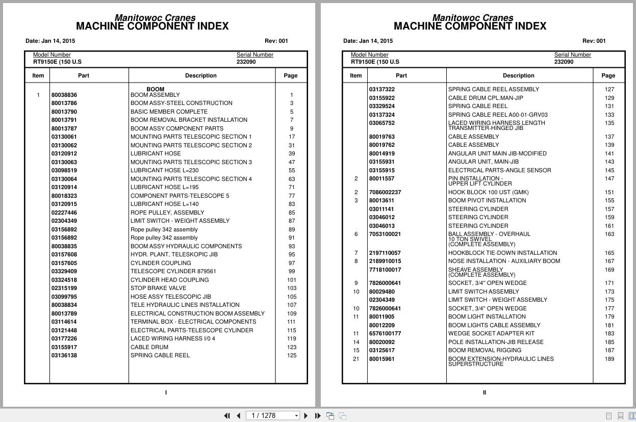 Grove Crane RT9150E 232090 Parts Manual 2015 (1)