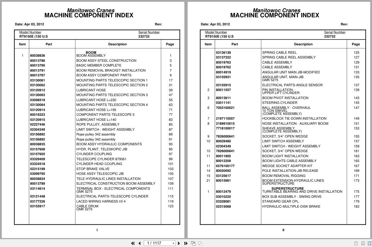 Grove Crane RT9150E 232732 Parts Manual 2012 (1)
